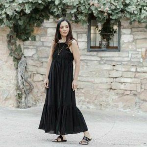 NWT ZARA Tied Textured Dress TRF Black Sz XL Midi